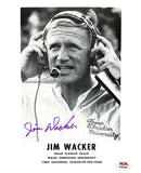 Jim Wacker Signed 8x10 Photo with Bio Info Texas Christian Univ PSA/DNA 185272