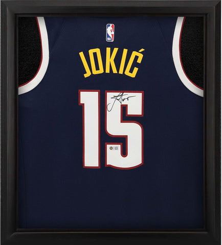 Nikola Jokic Nuggets Framed Signed Nike Icon 2020-2021 Swingman Jersey Shadowbox