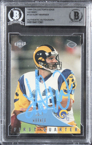 Rams Kurt Warner Signed 1999 Collector's Edge Odyssey #123 Card BAS Slab 2