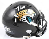 Travis Hunter Autographed Jacksonville Jaguars Speed Mini Helmet- Beckett W Holo