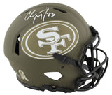 49ers Christian McCaffrey Signed Salute To Service F/S Speed Proline Helmet BAS