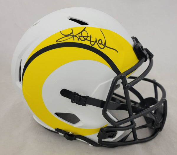 KURT WARNER SIGNED RAMS F/S LUNAR ECLIPSE SPEED REPLICA HELMET BECKETT QR CODE
