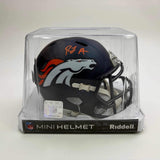 Autographed/Signed RJ R.J. Harvey Denver Broncos Speed Mini Football Helmet JSA