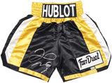 Floyd Mayweather Jr. Autographed Signed Black & Gold Boxing Trunks Beckett Wit