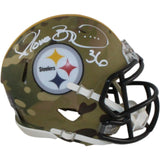 Jerome Bettis Signed Pittsburgh Steelers Camo Mini Helmet Beckett WIT 57537