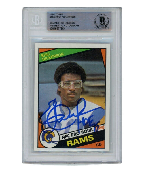 Eric Dickerson Signed 1984 Topps #280 Trading Card HOF Beckett 40334
