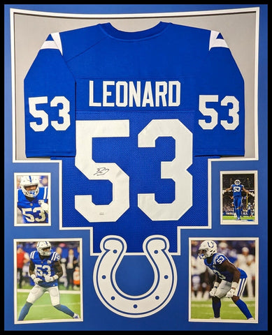 FRAMED INDIANAPOLIS COLTS DARIUS SHAQUILLE LEONARD SIGNED JERSEY JSA COA