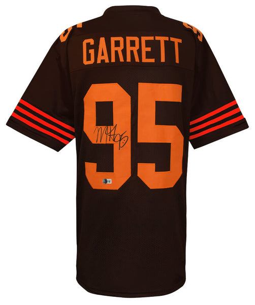 Myles Garrett Signed Brown With Orange #'s Custom Football Jersey -(BECKETT COA)