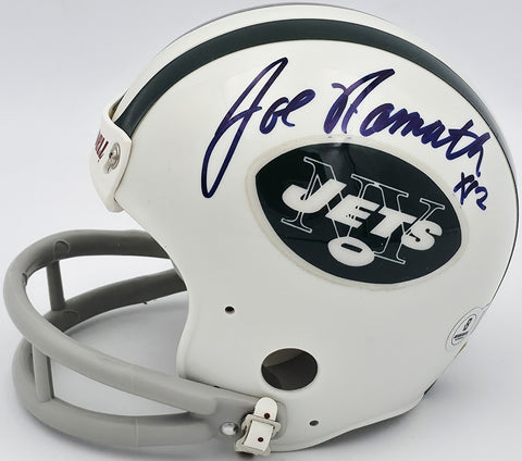 Joe Namath Autographed New York Jets White Mini Helmet Beckett BAS QR #BS30083