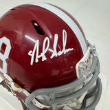 Autographed/Signed Nick Saban Alabama Crimson Tide Mini Football Helmet BAS COA