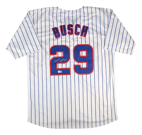 Michael Busch Chicago Signed White Baseball Jersey BAS