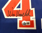 Bullets Wes Unseld Autographed Blue Champion Jersey Signed Twice Beckett BS30059
