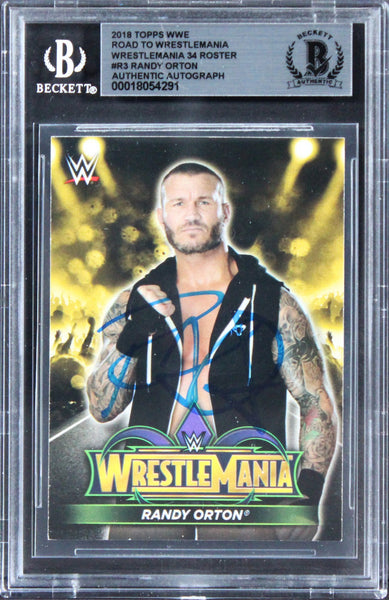 Randy Orton Signed 2018 Topps WWE Road To WrestleMania 34 #R3 Card BAS Slabbed