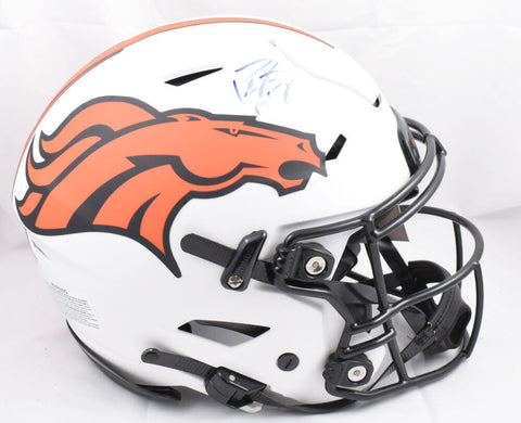 Peyton Manning Autographed Broncos Lunar Flex F/S Helmet- Fanatics *Blue *Faded