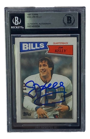 Jim Kelly Signed 1987 Topps #362 Buffalo Bills Rookie Football Card BAS