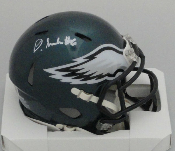 Eagles DEVONTA SMITH Signed Riddell Speed Mini Helmet AUTO - BAS