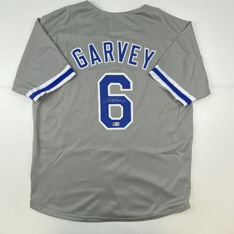 Autographed/Signed Steve Garvey Los Angeles LA Grey Jersey Beckett BAS COA