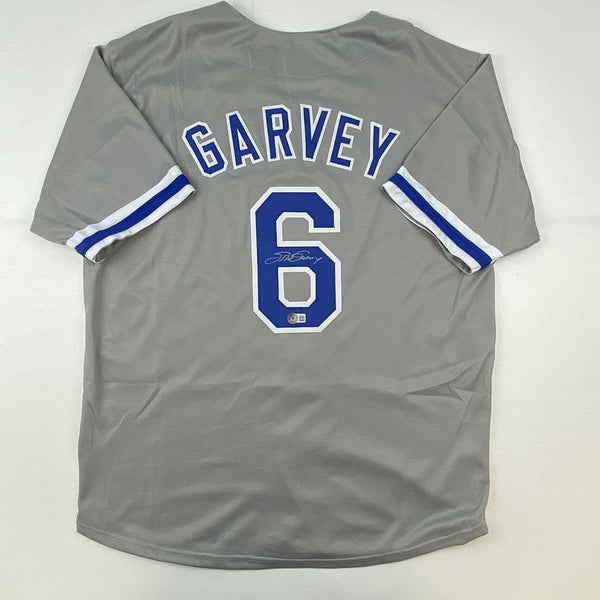 Autographed/Signed Steve Garvey Los Angeles LA Grey Jersey Beckett BAS COA