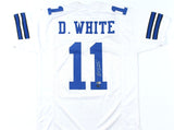 Danny White Autographed White Pro Style Jersey - Beckett W Hologram *Silver