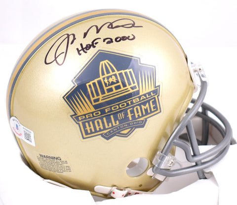 Joe Montana Autographed NFL Gold HOF Mini Helmet w/HOF- Beckett Hologram *Black