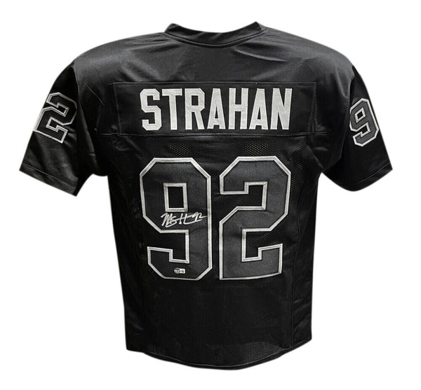 Michael Strahan Autographed/Signed Pro Style Jersey Black Beckett 40420