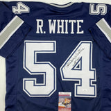Autographed/Signed RANDY WHITE HOF 94 Dallas Blue Football Jersey JSA COA Auto