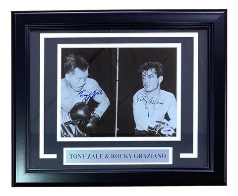Rocky Graziano Tony Zale Signed Framed 8x10 Boxing Photo PSA