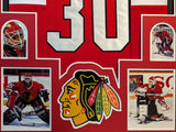FRAMED CHICAGO BLACKHAWKS ED BELFOUR AUTOGRAPHED SIGNED JERSEY JSA COA