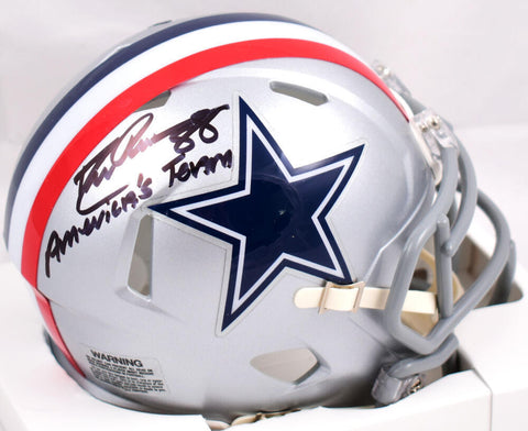 Drew Pearson Signed Cowboys 1976 Speed Mini Helmet w/America's Team- Prova