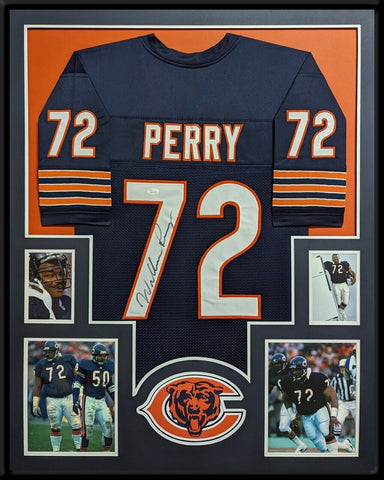 FRAMED CHICAGO BEARS WILLIAM FRIDGE PERRY AUTOGRAPHED SIGNED JERSEY JSA COA