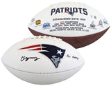 Patriots Christian Gonzalez Signed Rawlings White Panel Logo Football BAS Wit