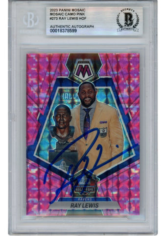 Ray Lewis Autographed/Signed 2023 Mosaic #273 Trading Card Beckett 53033