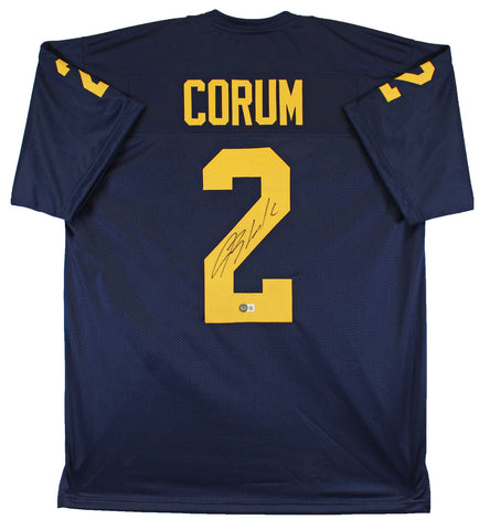 Michigan Blake Corum Authentic Signed Navy Blue Pro Style Jersey BAS Witnessed