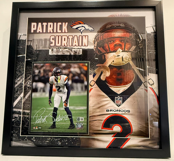 Patrick Surtain II Autographed 8x10 Photo -- Denver Broncos Lighted Frame BAS COA