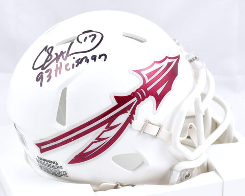 Charlie Ward Signed Florida State White Speed Mini Helmet w/93 Heisman-Beckett W