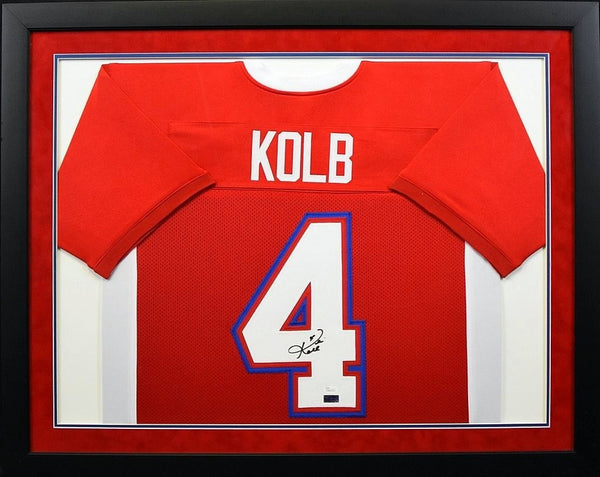 KEVIN KOLB AUTOGRAPHED HOUSTON COUGARS #4 RED FRAMED JERSEY COA