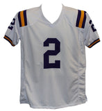 Justin Jefferson Autographed/Signed College Style White XL Jersey BAS 27709