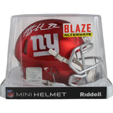 Michael Strahan Autographed New York Giants Blaze Mini Helmet Beckett 49855