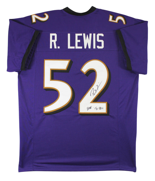 Ray Lewis "HOF 18" Signed Purple Pro Style Jersey BAS Witnessed #1W323348