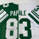 Autographed/Signed Vince Papale Philadelphia Green White Split Jersey JSA COA