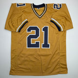 Autographed/Signed Calvin Johnson Georgia Tech Gold Jersey Beckett BAS COA