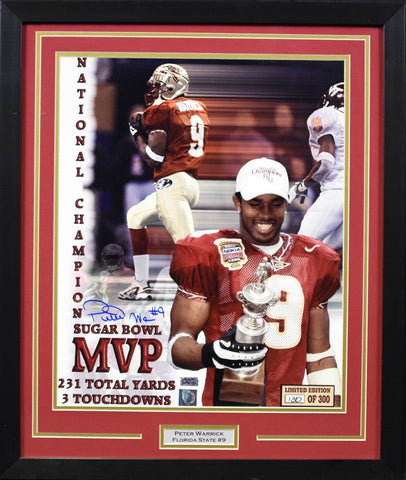 PETER WARRICK SIGNED FLORIDA STATE SEMINOLES 16x20 FRAMED PHOTO COA