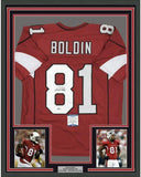 FRAMED Autographed/Signed ANQUAN BOLDIN 35x39 Arizona Red Jersey BAS COA