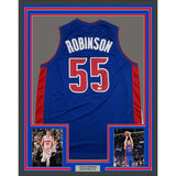 Framed Autographed/Signed Duncan Robinson 35x39 Detroit Blue Jersey BAS COA