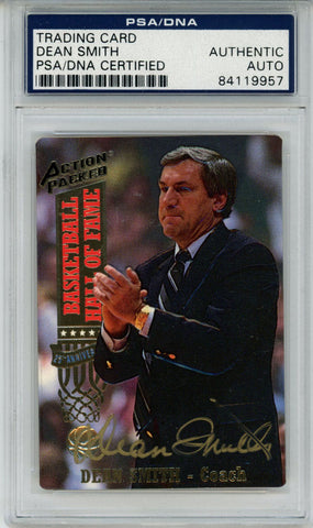 Dean Smith Signed 1993 Action Packed #16 Trading Card PSA Slab 42643