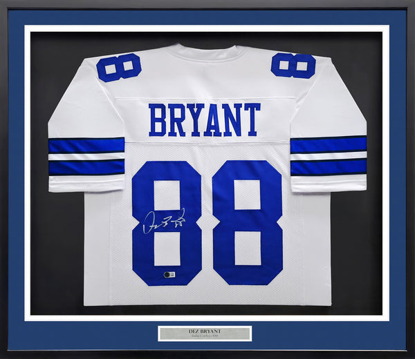 DALLAS COWBOYS DEZ BRYANT AUTOGRAPHED FRAMED WHITE JERSEY BECKETT WITNESS 239061