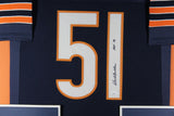 DICK BUTKUS (Bears navy TOWER) Signed Autographed Framed Jersey JSA