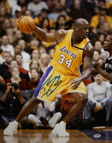 Shaquille O'Neal Autographed 16x20 Lakers Dribbling Photo- PSA/DNA Authentic