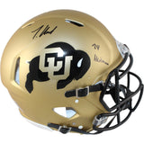 Travis Hunter Signed Colorado Buffaloes Pro Helmet Heisman Beckett Witness 51406