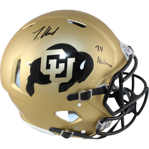 Travis Hunter Signed Colorado Buffaloes Pro Helmet Heisman Beckett Witness 51406